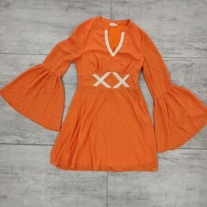 Love Riche Girls Orange Bell Sleeve Peasant Midi Dress Size Juniors Small